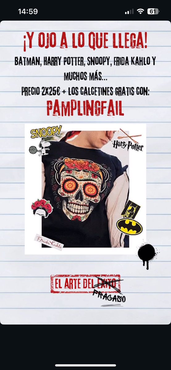 Os dejamos este código y descuento para Pampling. 
➡️ PAMPLINGFAIL