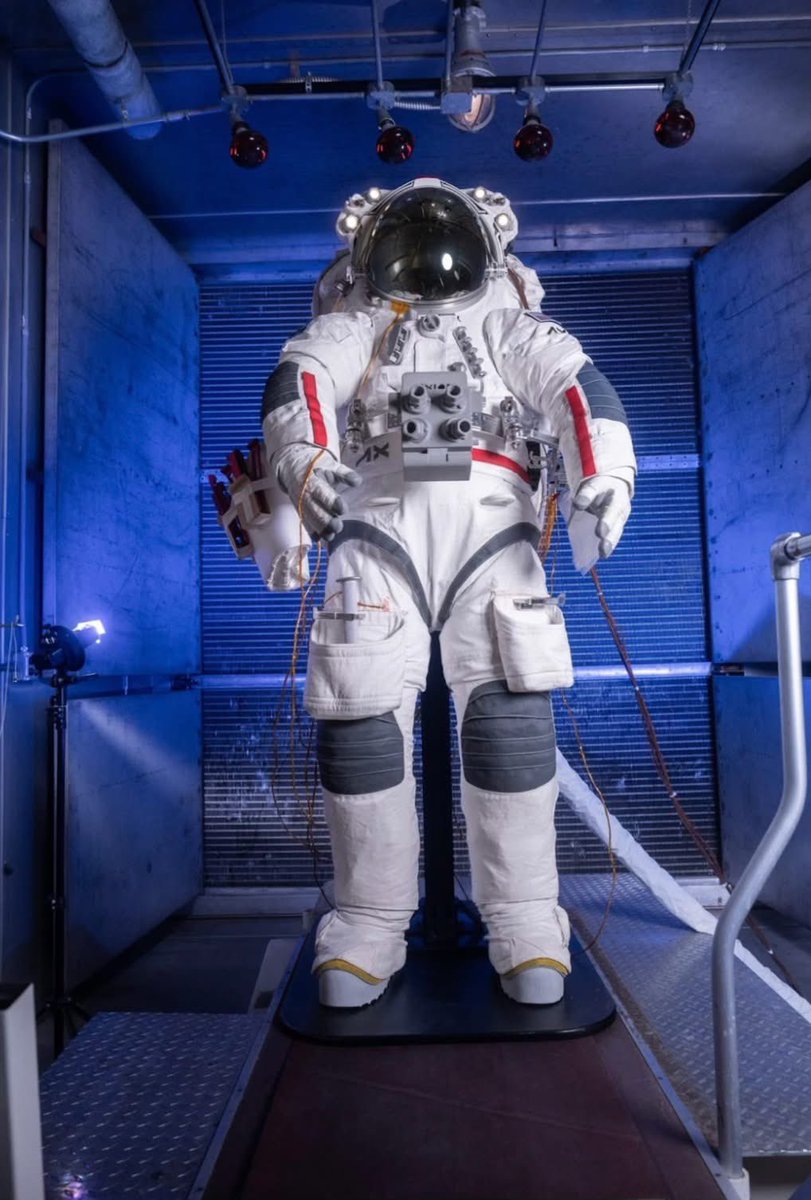 Astro_Wakata's tweet photo. A fundamental shift from the current EMU's to the new AxEMU is the ability to employ onboard diagnostics and redundancy. The ability to catch a problem early can not only extend the suit life, but allow repairs to be done in orbit or on the lunar surface without the time and cost of shipping the suit back to Earth, shifting the spacesuit from an expensive consumable to a maintainable asset.