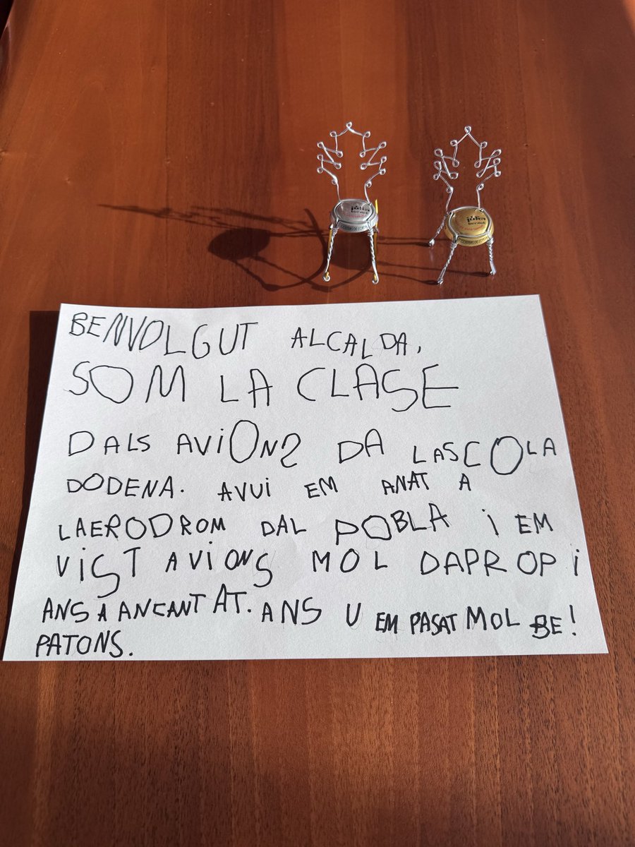 jaumexr's tweet photo. Avui he rebut una nota preciosa dels alumnes d’I4 explicant la seva visita a l’aeròdrom. M’ha fet molta il·lusió llegir-los i sentir la seva emoció. Gràcies, petits aviadors! ✈️💙
#Òdena #Educació #Il·lusió #avions https://t.co/HSlZtJjElr