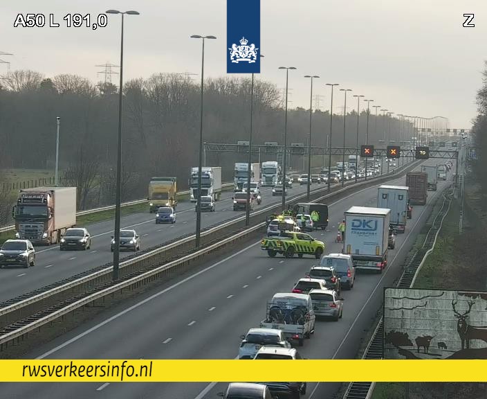 Ongeval op de A50 richting Arnhem