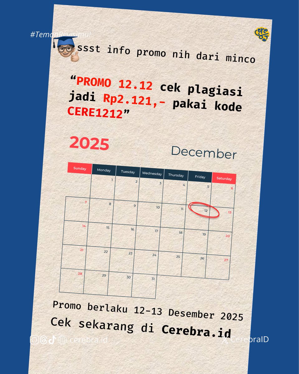 CEREBRA.ID | Cek Turnitin Otomatis 24 Jam No Repo tweet media