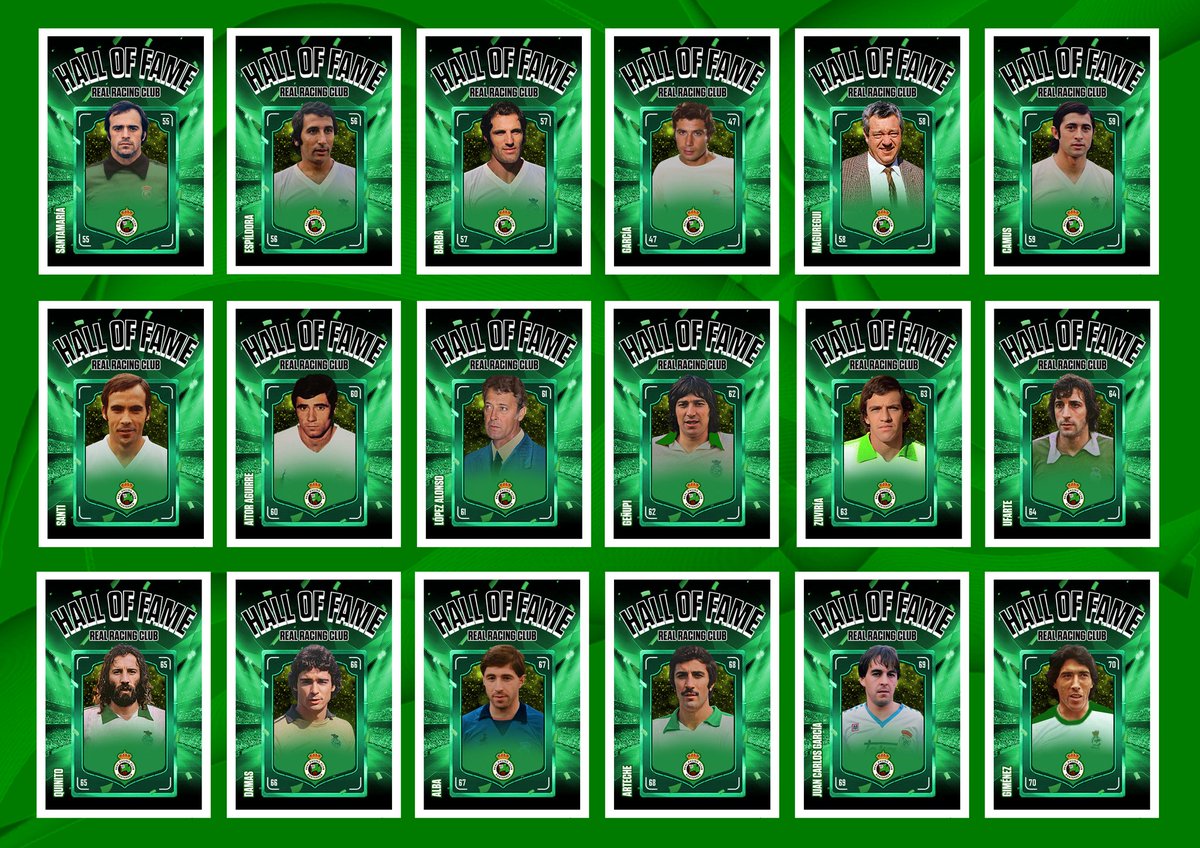 Cerramos la 1a parte (desde 1913 hasta finales de los 70) de ésta colección "HALL OF FAME Real Racing Club". Un reto grande y difícil de hacer, pero a su vez apasionante e ilusionante. Dar las gracias a <a href="/RRCromoACromo/">Cromos y Cosas RRC</a> y a <a href="/josemaholgado/">José Manuel Holgado</a> por la ayuda prestada. ¡¡¡Vamos Racing!!!💚