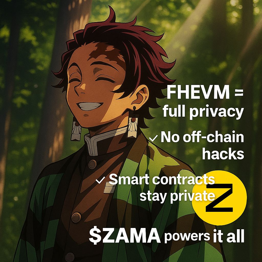 WEB3_XBT's tweet photo. @zama isn’t just building tech — it's redefining the foundation of blockchains.

For years, on-chain = transparent = exposed.

Zama flips that:

✅ Computation stays on-chain  
✅ Data stays fully encrypted  
✅ Privacy becomes the default  

FHEVM lets encrypted smart contracts run *on-chain* — no trusted hardware, no off-chain workarounds.

This is not a feature update.  
It’s a structural shift for DeFi, identity, governance & more.

Zama’s funding & $ZAMA auction prove one thing:  
FHE is no longer theory — it’s the next infra layer.

Privacy isn’t optional anymore.

#ZamaCreatorProgram