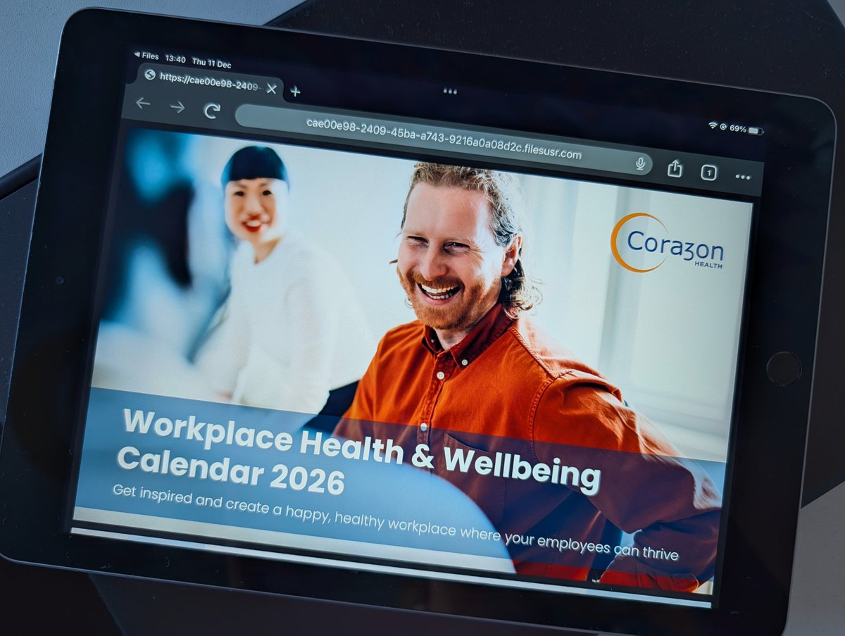 CorazonHealth's tweet photo. Our Workplace Health &amp; Wellbeing Calendar 2026 is now available ✨

The calendar will help our clients align their #wellbeing strategy with national and global awareness days, enhance engagement, and build a positive workplace culture where every employee feels supported. https://t.co/5mYOY9NaGX
