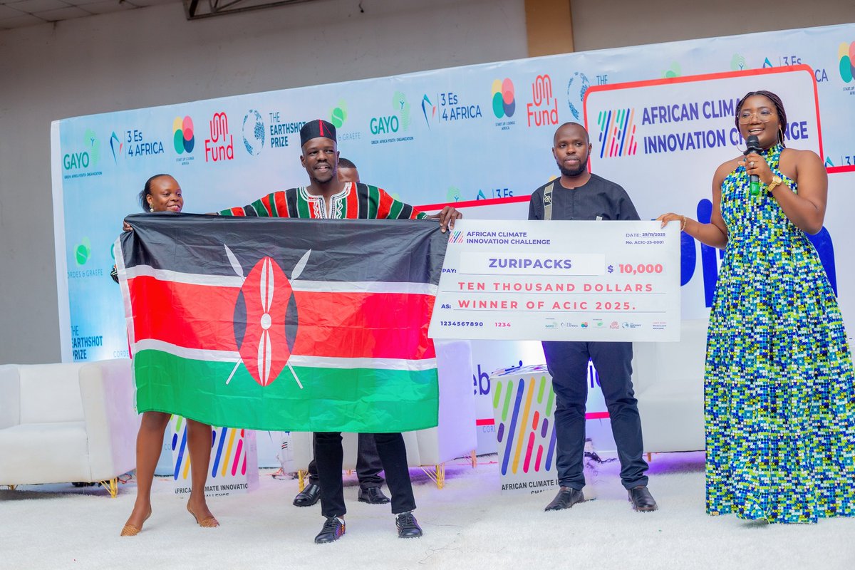 gayoghana's tweet image. We are delighted to announce @zuripacks from #Kenya as one of the winners of the #ACIC2025, advancing plant-based packaging that reduces dependence on #plastics and protects communities from #pollution.

#ACIC2025 #AfricanSolutions #ClimateInnovation