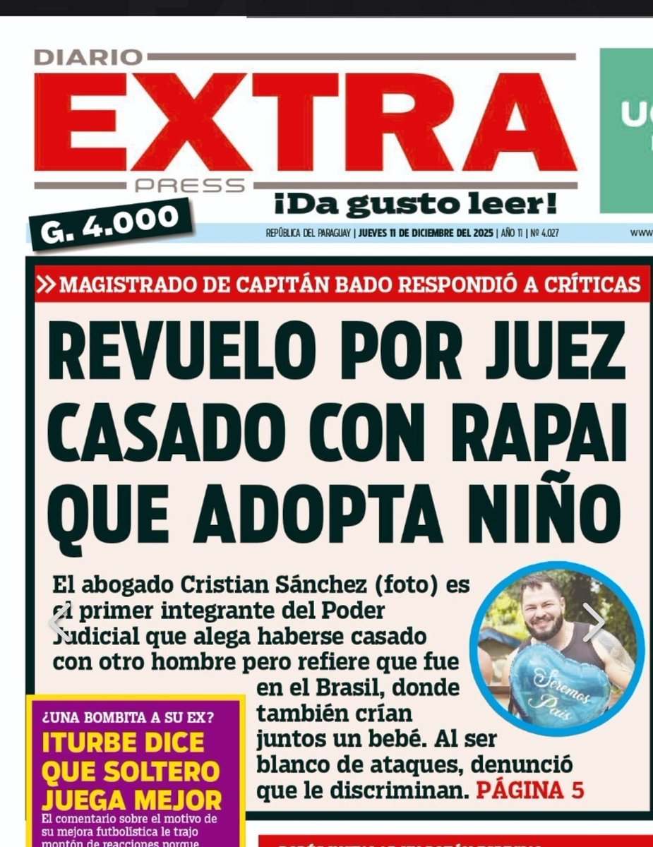 Sr. Ministro <a href="/WalterGCpy/">Walter Gutiérrez</a>, ¿un juez en Paraguay adoptando un niño en estas condiciones? Alguien que ejerce la legislatura pero va en contra de la propia Ley Paraguaya.

El niño tiene derecho a un padre y una madre, condición natural de su propia existencia biológica. Negarle esto,