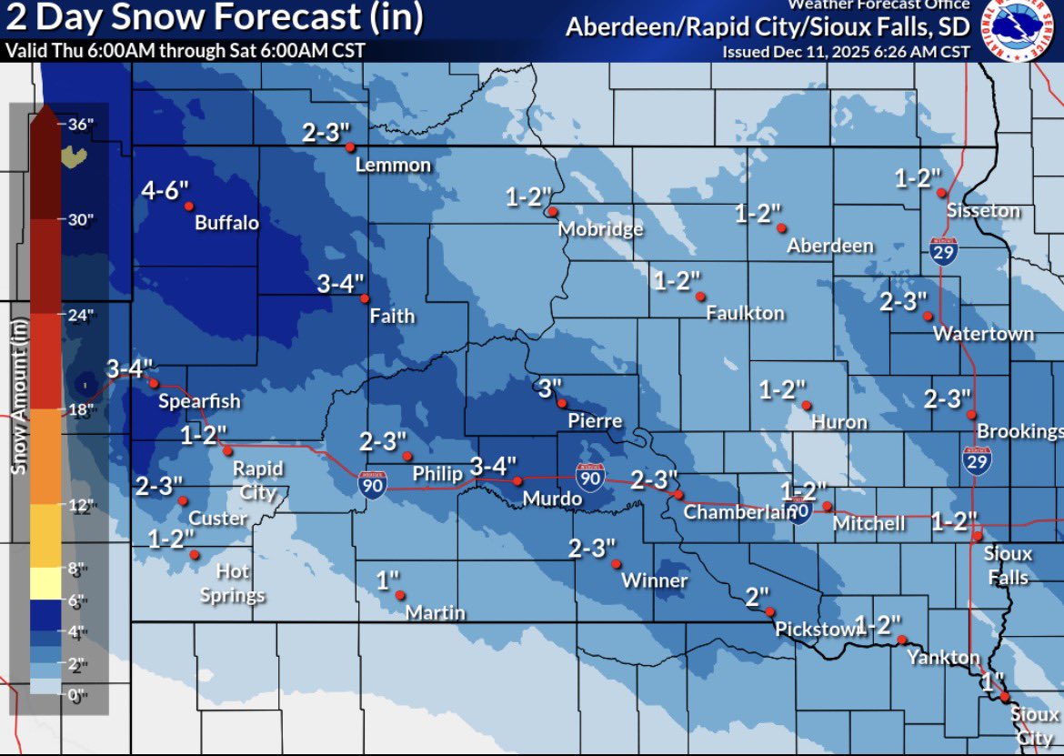 SDHighwayPatrol's tweet photo. Winter weather is impacting the western and central portions of the region and will continue shifting eastward throughout the day. Expect very icy roadways in areas experiencing freezing rain, as well as winter driving conditions and intermittent icy spots where snow has fallen. https://t.co/SYAnpUcZw3