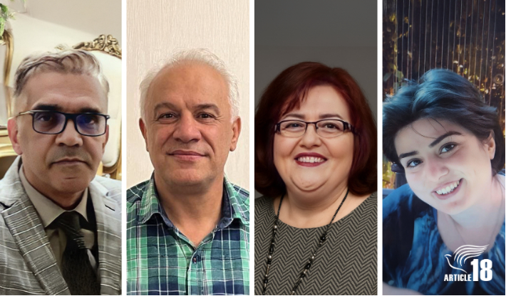 ChurchinChains's tweet photo. Christian convert Naser Navard Gol-Tapeh, Pastor Joseph Shahbazian and his wife Lida Alexani and converts Aida Najaflou and a
woman identified only as Mahfouz (not pictured) have been given prison sentences totalling over fifty years for their religious activities in #Iran. https://t.co/78YVqIXQ0x