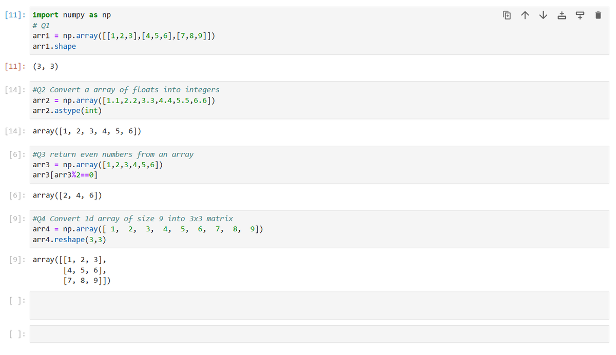 rakshak_gharat's tweet image. Today I cleared basics of numpy in data science. numpy arrays , slicing , indexing and other pre defined math methods. 
#DataScience #datasciencewithpython #python #LearningJourney