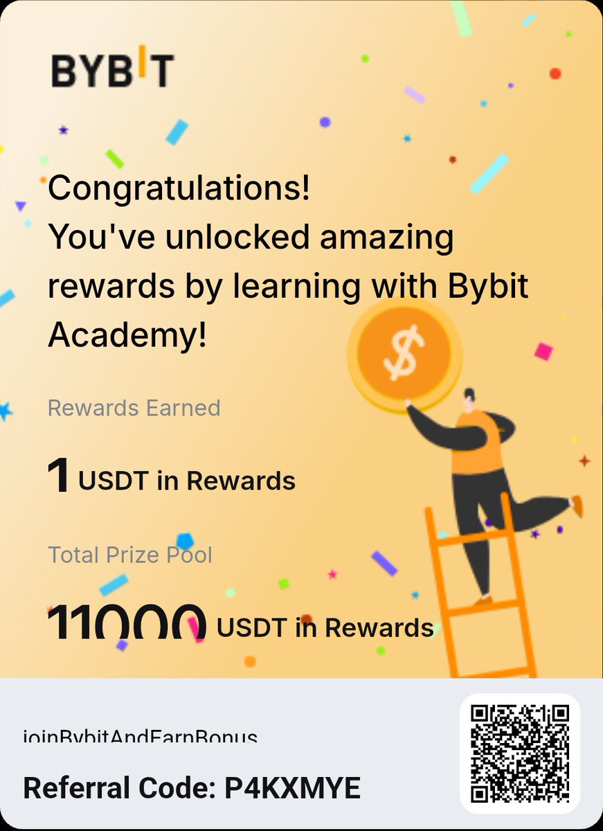Sign up and take a quiz at Bybit to claim a 1 USDT bonus, first come, first served! Plus, unlock up to 11000 in additional rewards. learn.bybit.com/en/read-to-ear…
