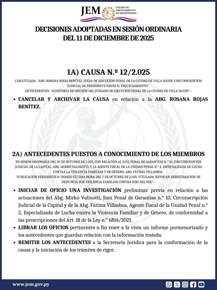 Jem_py's tweet image. 📌 𝐃𝐞𝐜𝐢𝐬𝐢𝐨𝐧𝐞𝐬 𝐚𝐝𝐨𝐩𝐭𝐚𝐝𝐚𝐬 𝐞𝐧 𝐒𝐞𝐬𝐢ó𝐧 𝐎𝐫𝐝𝐢𝐧𝐚𝐫𝐢𝐚 𝐝𝐞 𝐟𝐞𝐜𝐡𝐚 𝟏𝟏 𝐝𝐞 𝐝𝐢𝐜𝐢𝐞𝐦𝐛𝐫𝐞 𝐝𝐞 𝟐𝟎𝟐𝟓

#JEMPy