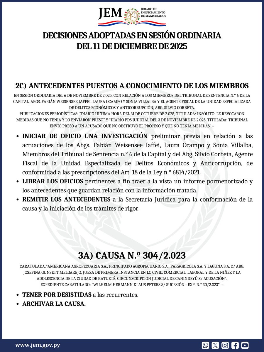 Jem_py's tweet image. 📌 𝐃𝐞𝐜𝐢𝐬𝐢𝐨𝐧𝐞𝐬 𝐚𝐝𝐨𝐩𝐭𝐚𝐝𝐚𝐬 𝐞𝐧 𝐒𝐞𝐬𝐢ó𝐧 𝐎𝐫𝐝𝐢𝐧𝐚𝐫𝐢𝐚 𝐝𝐞 𝐟𝐞𝐜𝐡𝐚 𝟏𝟏 𝐝𝐞 𝐝𝐢𝐜𝐢𝐞𝐦𝐛𝐫𝐞 𝐝𝐞 𝟐𝟎𝟐𝟓

#JEMPy