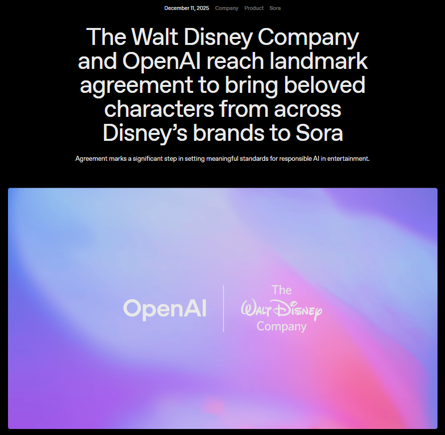Disney OpenAI announcement