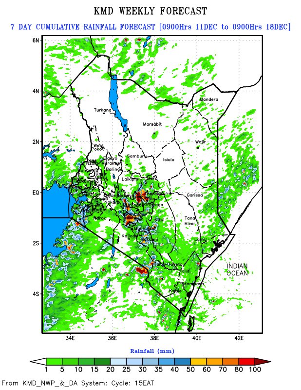 MeteoKenya's tweet image. We hear you 🙏. Thanks for sharing your concern. Good news 🌧️➡️ rains are likely over several parts of the country into the weekend, as illustrated in the map. Rainfall is expected across the Highlands east and west of the Rift Valley, the Rift Valley, the Lake Victoria Basin,…