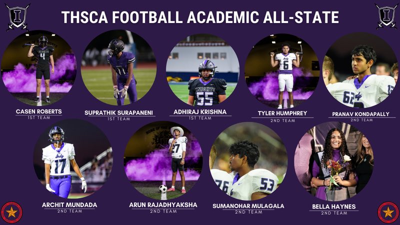 IHSKnightsFB's tweet image. Congrats to our THSCA Academic All-State recipients!! #Love #Trust #Sacrifice #Compete ⚔️