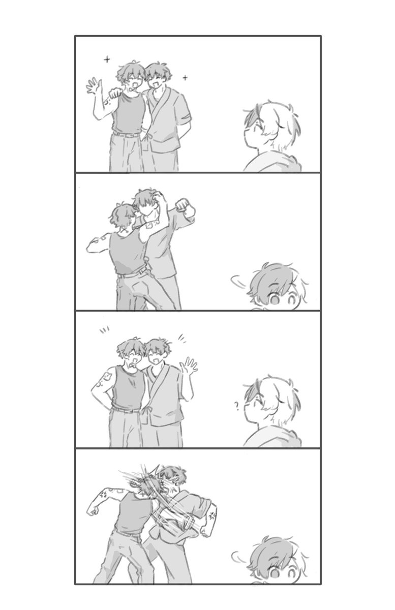 chimako25's tweet image. 「仲良し！」 黒モジャサンド ⛰️🌸🐢