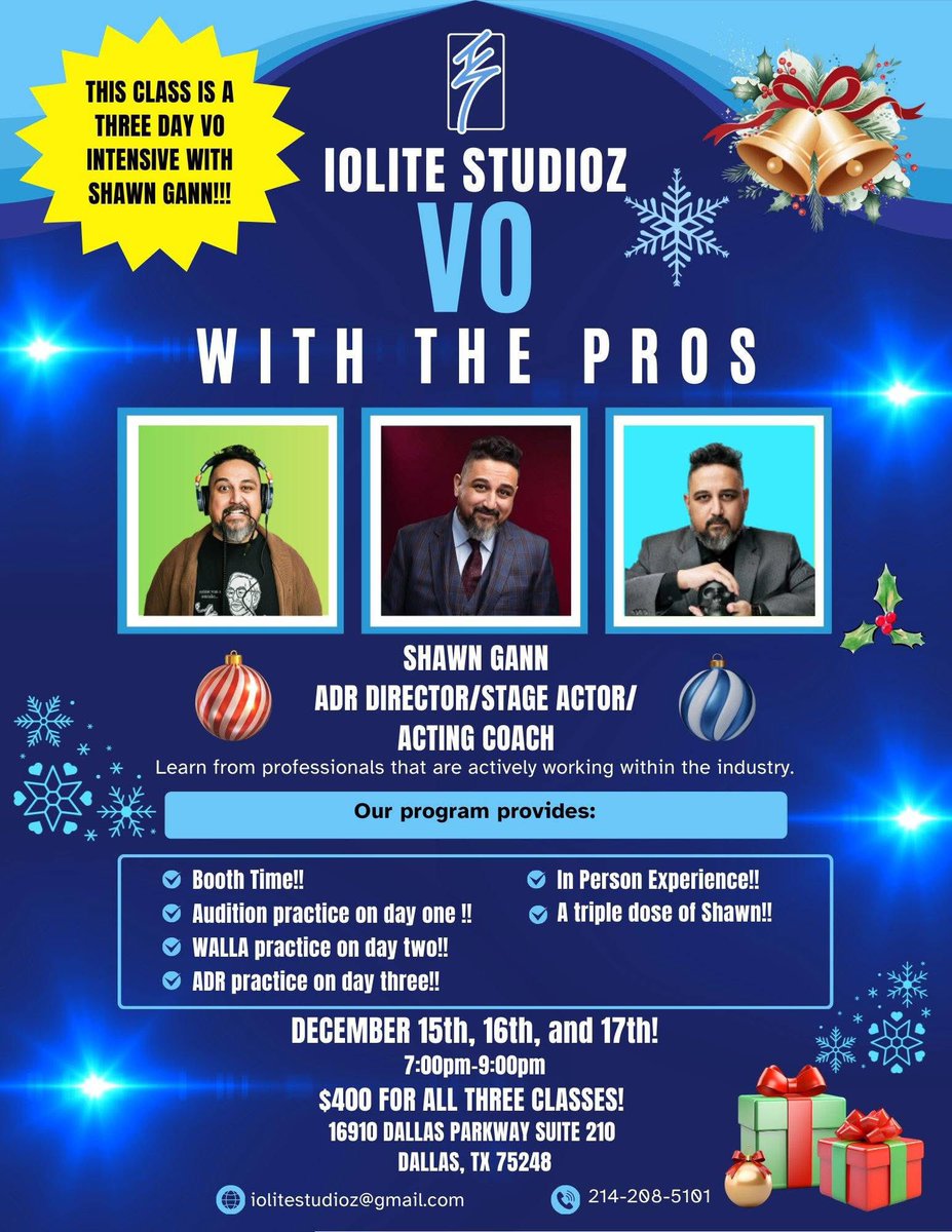 ReadyKafka's tweet photo. Getting one last workshop in before the holidays! Join me for 3 days at @IoliteStudioz in a full range of ADR anime work from auditioning to building scenes in the booth. Hope to see you there! 🩵🫰🏽 https://t.co/Tp7DoasahK
