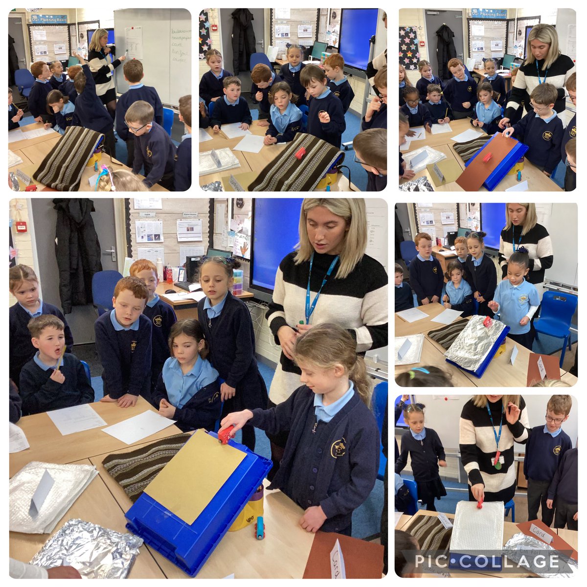 In Science, we investigated what different materials used as a  surface are best and worst for a toy car to travel over. We found that on carpet the toy car traveled the slowest and it was very tough to push and on tin foil it was very fast and very easy to push🚗 <a href="/ScienceStEliz/">Science-StElizabeth's</a>