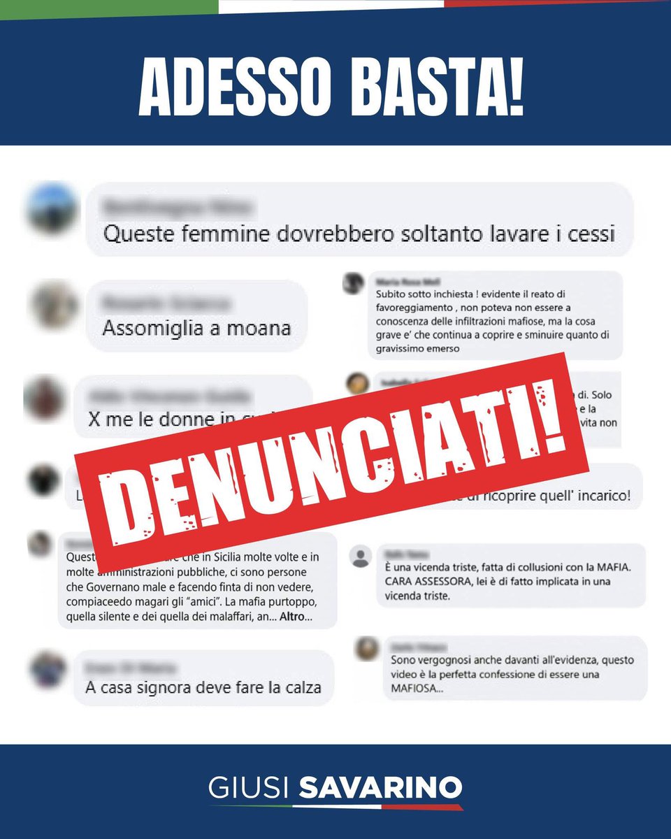 𝗔𝗱𝗲𝘀𝘀𝗼 𝗯𝗮𝘀𝘁𝗮!

Sono giorni che ricevo sui social una valanga di messaggi che hanno superato ogni limite: insulti sessisti, offese gratuite sulla mia persona, diffamazioni gravi che mettono in discussione la mia onorabilità professionale e personale. 

Commenti che