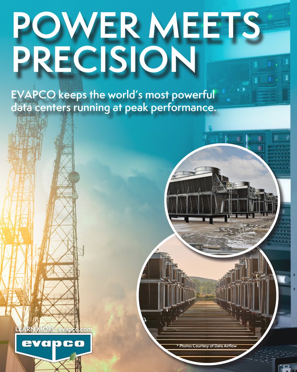 EVAPCO keeps the world's most powerful data centers running at peak performance.

Learn more: evapco.com/data-center-co…

#EVAPCO #DataCenterCooling #PeakPerformance