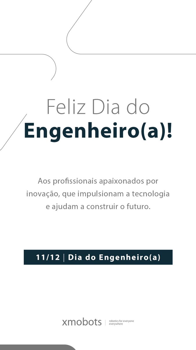 Um feliz dia, a todos que constroem o futuro com precisão e propósito! 🤝 

11/12 | Dia do Engenheiro(a) 

#DiaDoEngenheiro #Xmobots #Engenharia