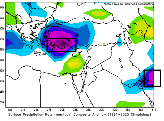 Statisticizer's tweet photo. ⚠️🌧️ مخاطر السيول – الثلث الثاني من ديسمبر (13–20 ديسمبر)

تشير خرائط معدل الهطول السطحي إلى وجود بؤر أرجوانية وزهرية ذات دلالة على فرص مرتفعة لحدوث سيول وجريان مياه مفاجئ خلال الفترة 13–20 ديسمبر.
هذه المناطق تتوزع عبر:
أجزاء من #العراق

شمال وشرق #السعودية

#الكويت
غرب #ايران
شمال غرب #سوريا

شرق ووسط وجنوب وغرب #تركيا

في الخرائط المرفقة:

اللون الأزرق🔵 = فرص هطول مطري فوق المعدل

اللون الزهري/الأرجواني🟣 = مؤشرات قوية على سيول محتملة وقد تصل لدرجة خطر مدني في بعض البؤر

🔹 ملاحظة مهمة:

شهد هذا الأسبوع وقوع وفيات في الأردن والعراق و ربما السعودية نتيجة السيول المفاجئة، بعد أن تجاوزت كميات الأمطار الفعلية ما توقعته النماذج الرقمية .
لذلك فإن رفع مستوى الوعي والإنذار المبكر أمر ضروري لتفادي خسائر جديدة—رحم الله المتوفين وحفظ الجميع.

🔸 رجاءً مشاركة النشرة
هدف التحذير هو تنبيه الأهالي والسلطات في تلك المناطق لاتخاذ الاحتياطات اللازمة خلال الفترة الحرجة القادمة  فيما ثبتت تلك السيول كتوقعات. والله أعلم

@hZmgScKGm9ioOMm