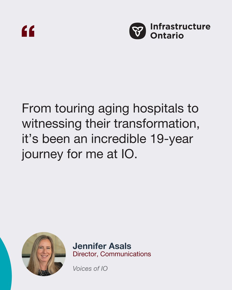 InfraOntario's tweet photo. 🔆Over the past two decades of IO, many employees have witnessed the transformation of Ontario’s facilities, like turning aging hospitals into modern centres of care.
#EmployeeSpotlight #VoicesOfIO #IO20 https://t.co/IdfrBCOPZO