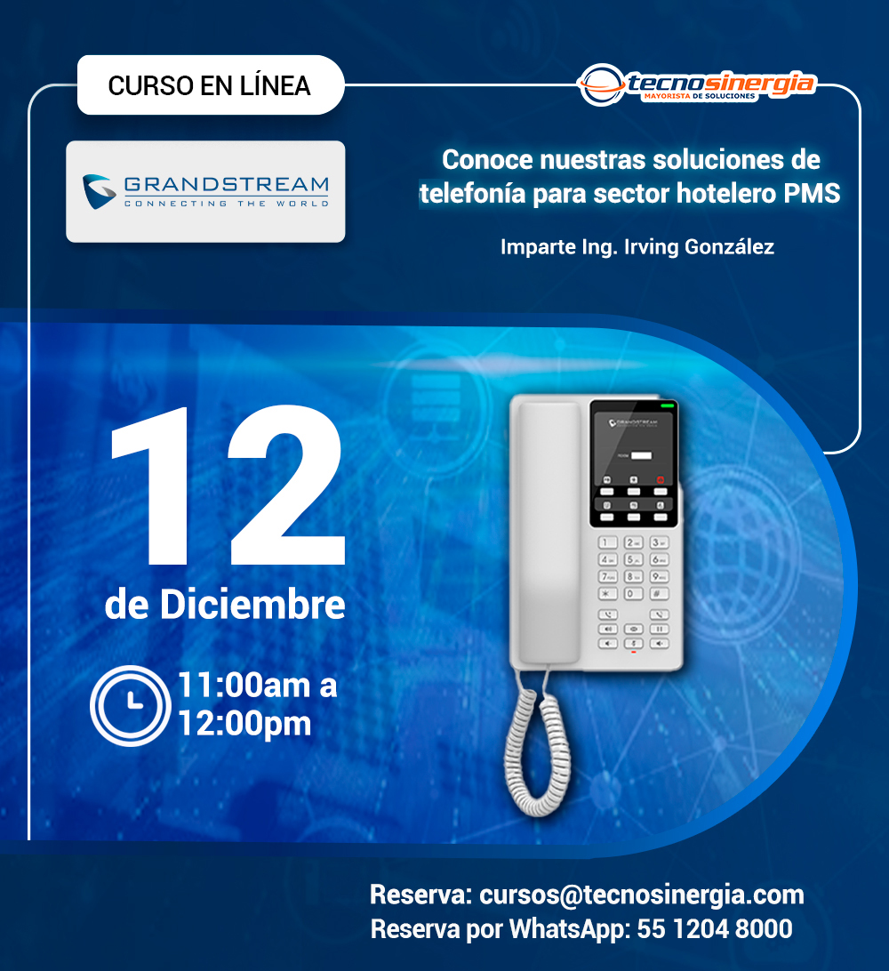 Conoce nuestras soluciones de telefonía para sector hotelero PMS
📅 12 de Diciembre del 2025
⌚ 11:00am a 12:00pm
💻 Curso en línea
¡Ya es mañana!

Registro 👇
ow.ly/2Jh250XFOjG

Registro por WhatsApp
👉 ow.ly/tLlQ50XFOjI

#Grandstream #TelefoniaIP #PMS #Hoteleria