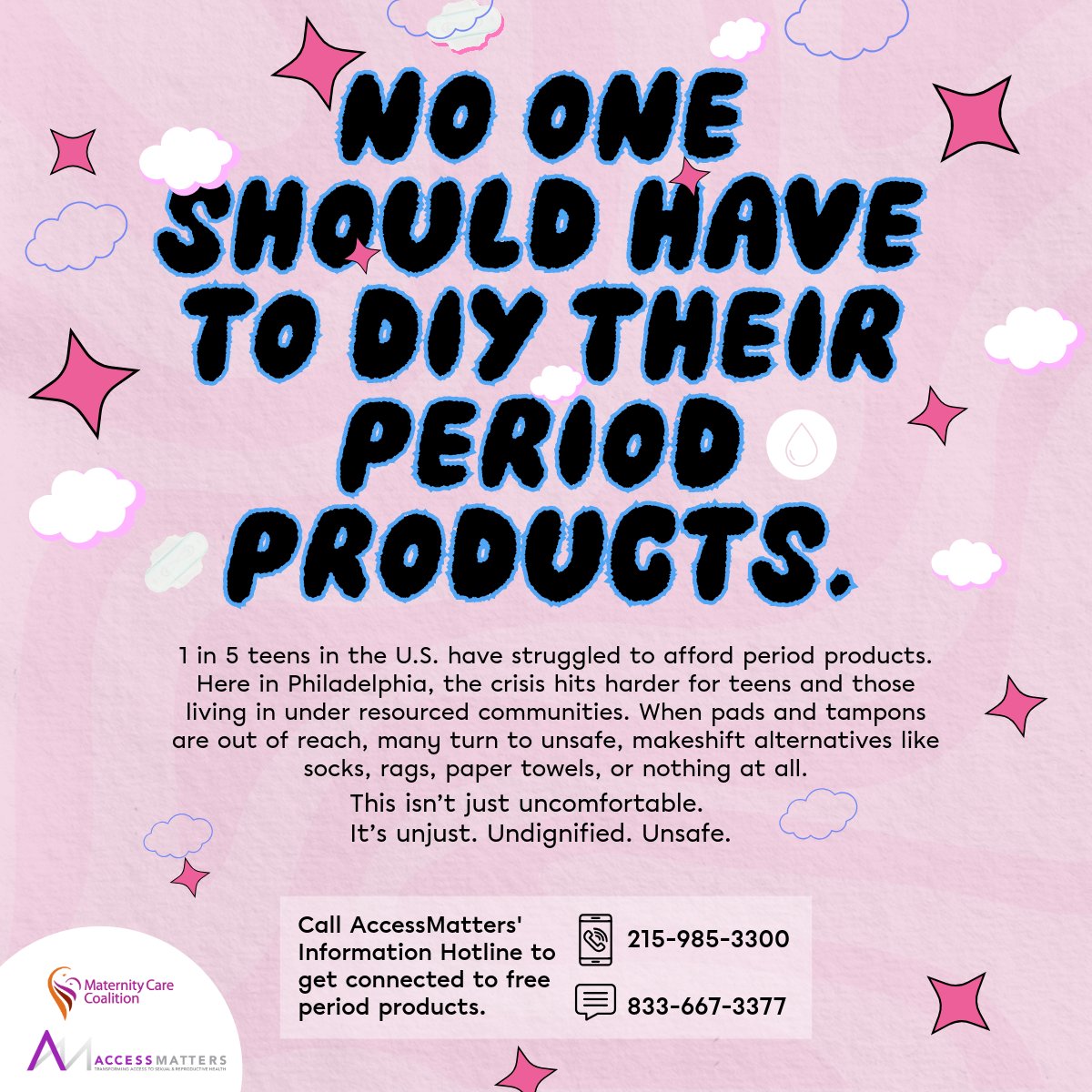 Everyone deserves safe and reliable period products, no DIY necessary. Visit AccessMatters.org for free resources and support.  #EndPeriodPoverty #AccessMatters #MenstrualHealth
