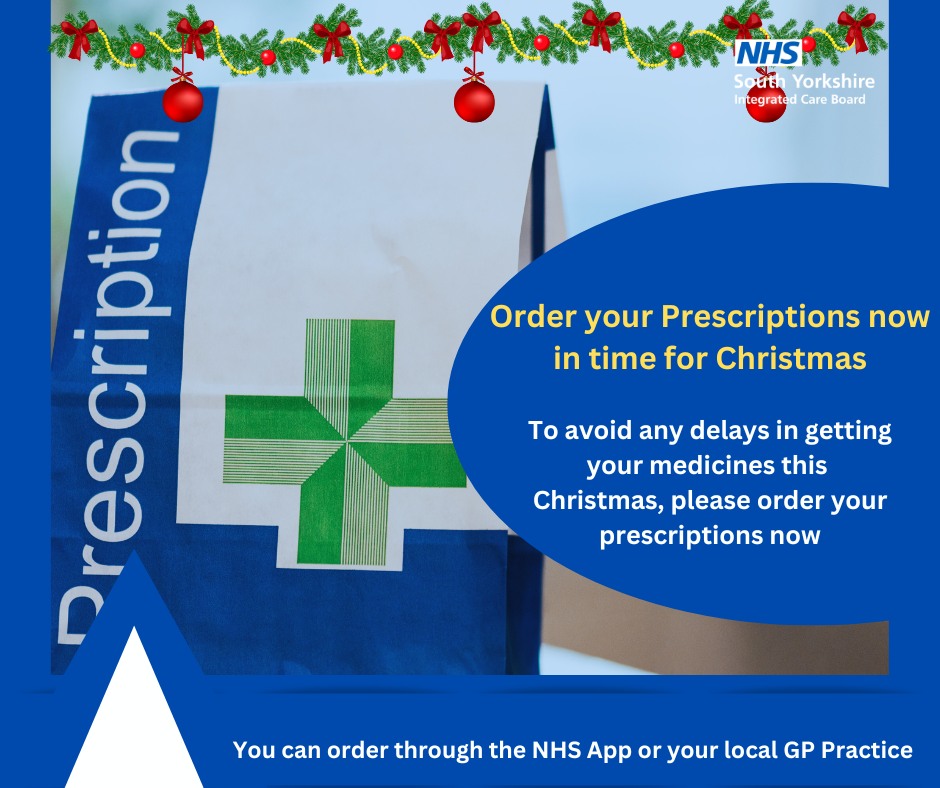 With Christmas and New Year fast approaching, make sure you order your repeat prescriptions in advance.

For more information on how to do this, visit ow.ly/3zZF50Uuhhy