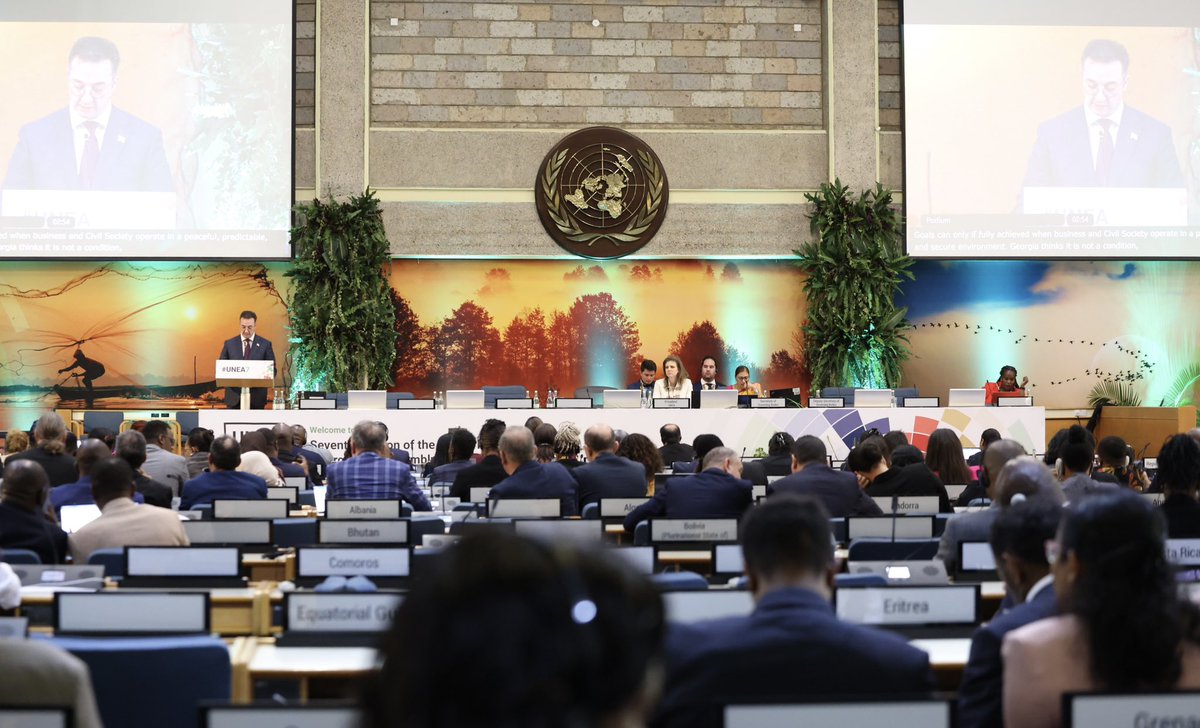 Participated in the #UNEA7 in Nairobi, Republic of 🇰🇪. During my speech on the Leadership Panel, I spoke about 🇬🇪 ’s environmental policy priorities and the progress that Georgia is making in global sustainable development processes
