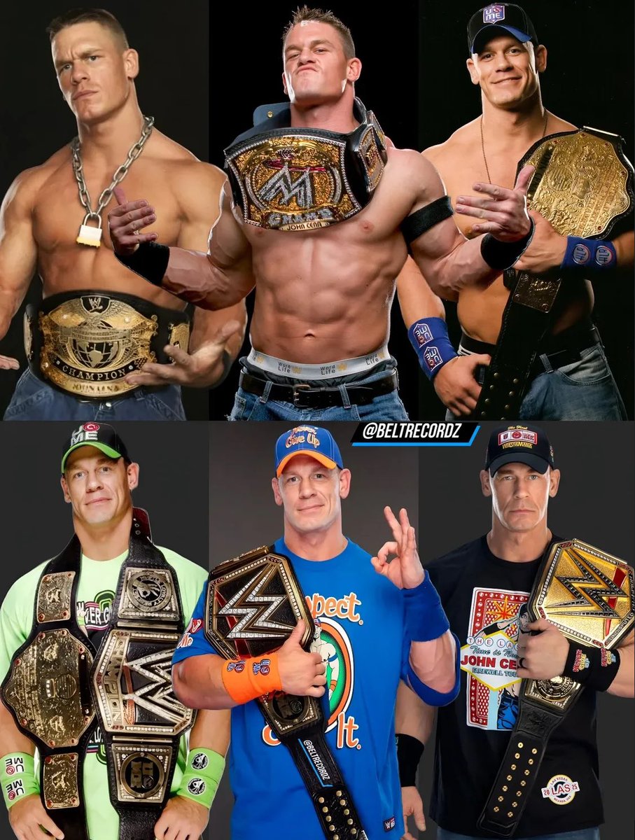 DirtyDomDom's tweet photo. Every World Championship John Cena Held.

#ThankYouCena https://t.co/1iix1DzoTc