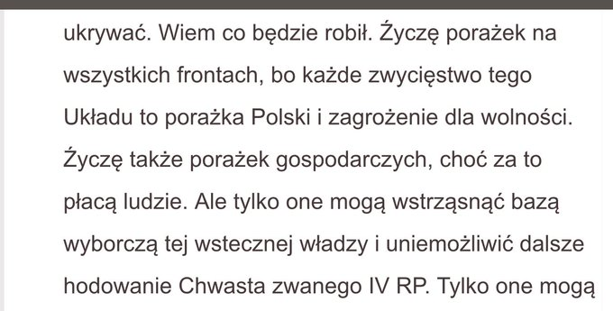 StZerko's tweet image. Ktoś kiedyś zrobił screena, zanim tekst "się skasował". 
Powtórzmy: "Życzę porażek na wszystkich frontach (...). Życzę także porażek  gospodarczych, choć za to płacą ludzie" (W. Kuczyński 2006)