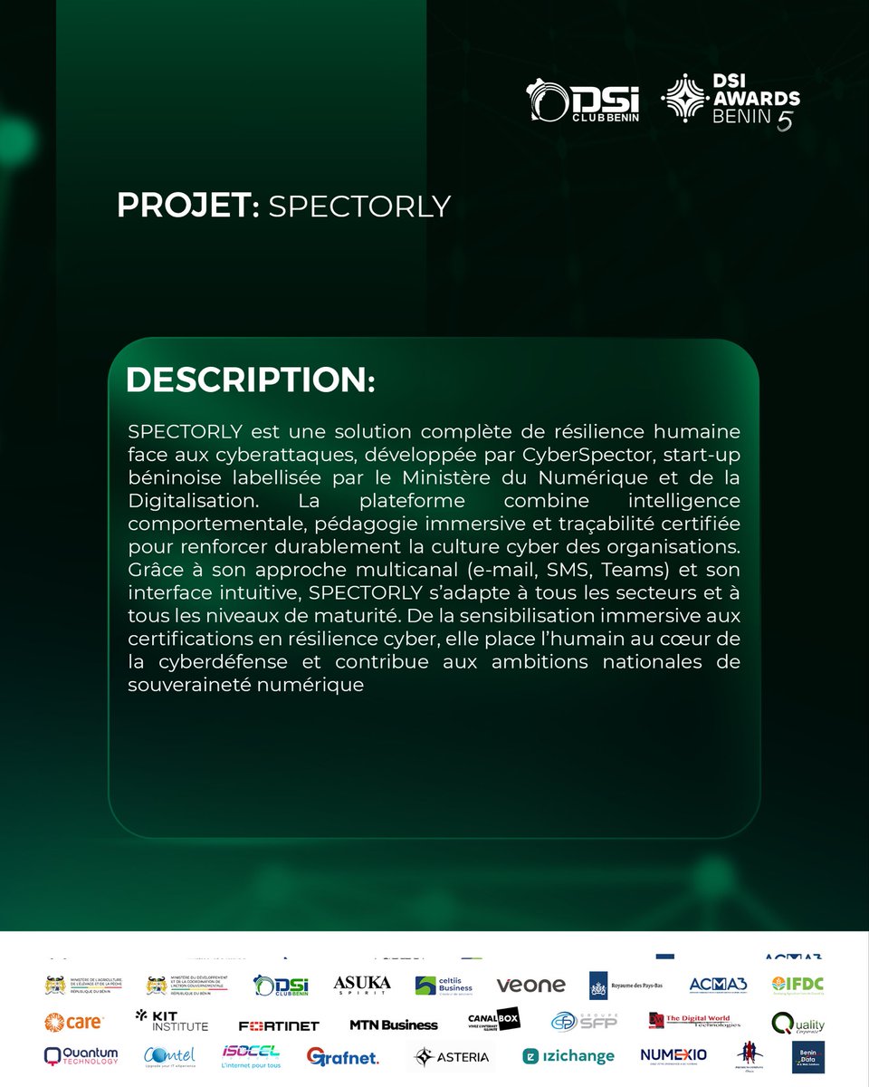 DSI AWARDS BENIN 5 : Nos Lauréats

1er prix de la catégorie : Leader des Services Numériques (ESN)

Félicitations à Monsieur <a href="/RamanouB/">BIAOU Ramanou</a> , lauréat du 1er Prix dans la catégorie Leader des Services Numériques (ESN) pour son projet SPECTORLY !
⤵️
#dsiawards2025 #laureats #prix
