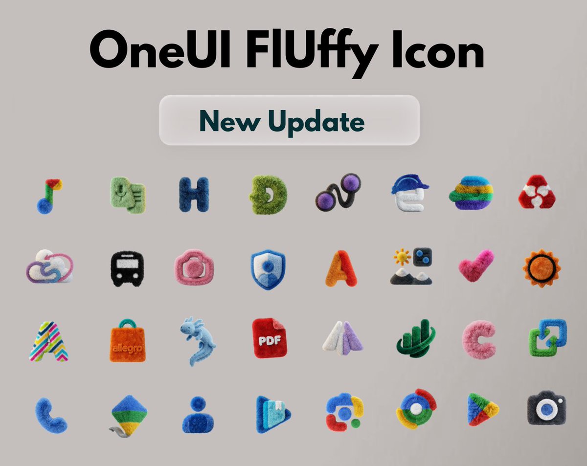 🚀 OneUI Fluffy Icons – NEW UPDATE IS HERE! 🔥

What's New: 
• ⁠Added New +600 Icons.
• ⁠Added Premium Requests have been added up to December 8
• ⁠Now Total Icons 2175 Icons.
• ⁠More Comes Soon.

🎁 5 Promo Codes Giveaway – Get it FREE!  
To join:  
1️⃣ Follow