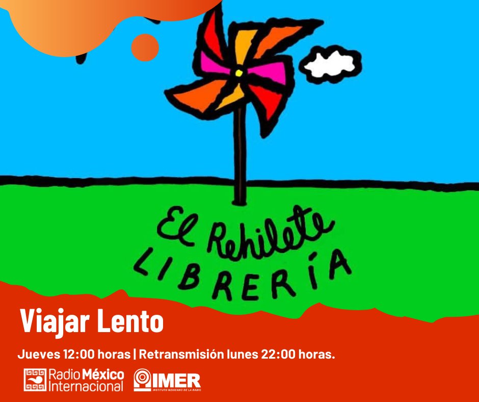 ¡Buen jueves radioescuchas! Hoy es día de #ViajarLento 🛤con Felipe Castillo 🎙.  Tendremos entrevista con una librería interesante El Rehilete Librería 📚, ubicada en Texcoco y con un concepto interesante apoyando literatura independiente 12 h por imer.mx/rmi/ 📻