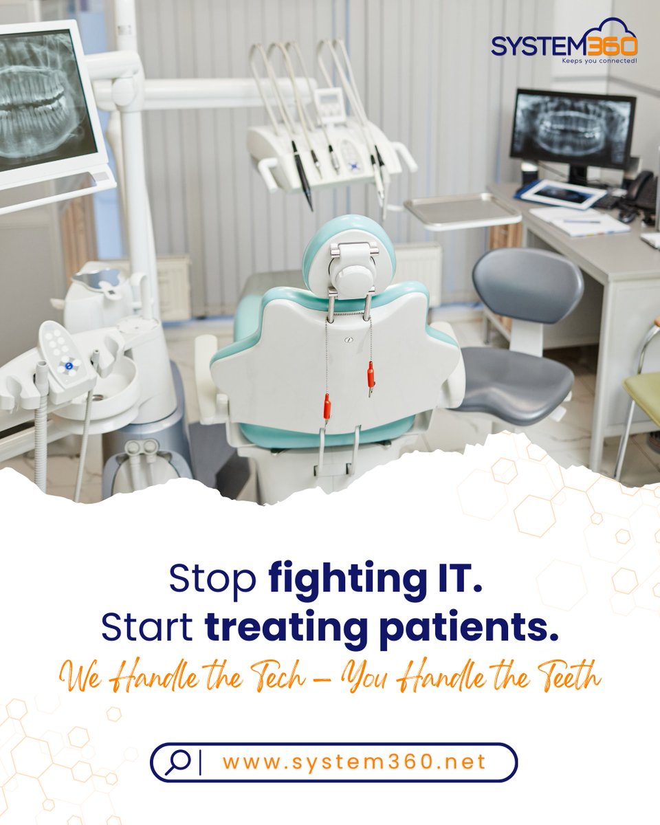 system360_'s tweet photo. Stop fighting IT. Start treating patients. 

https://t.co/xPFsNPuAyV

Reliable Dental IT Support

#System360 #DentalITSupport #HealthcareTechnology #ManagedITServices #DentalClinic #ITSupport https://t.co/T1eMyAUDfe