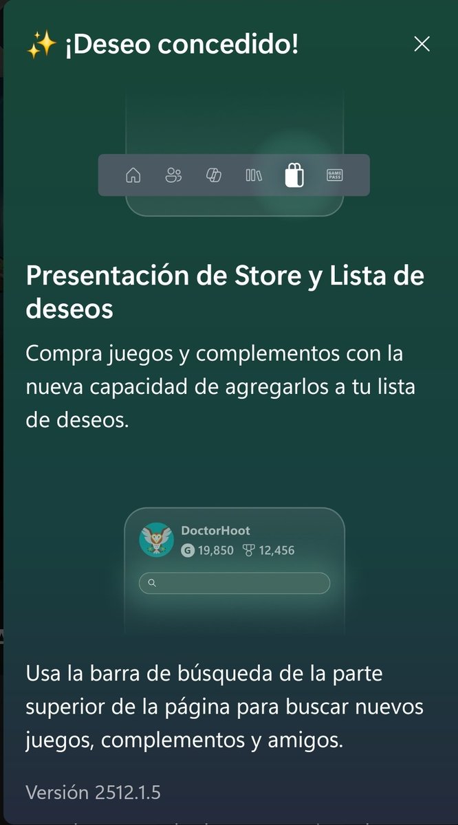 Me salió la tienda en la app de xbox