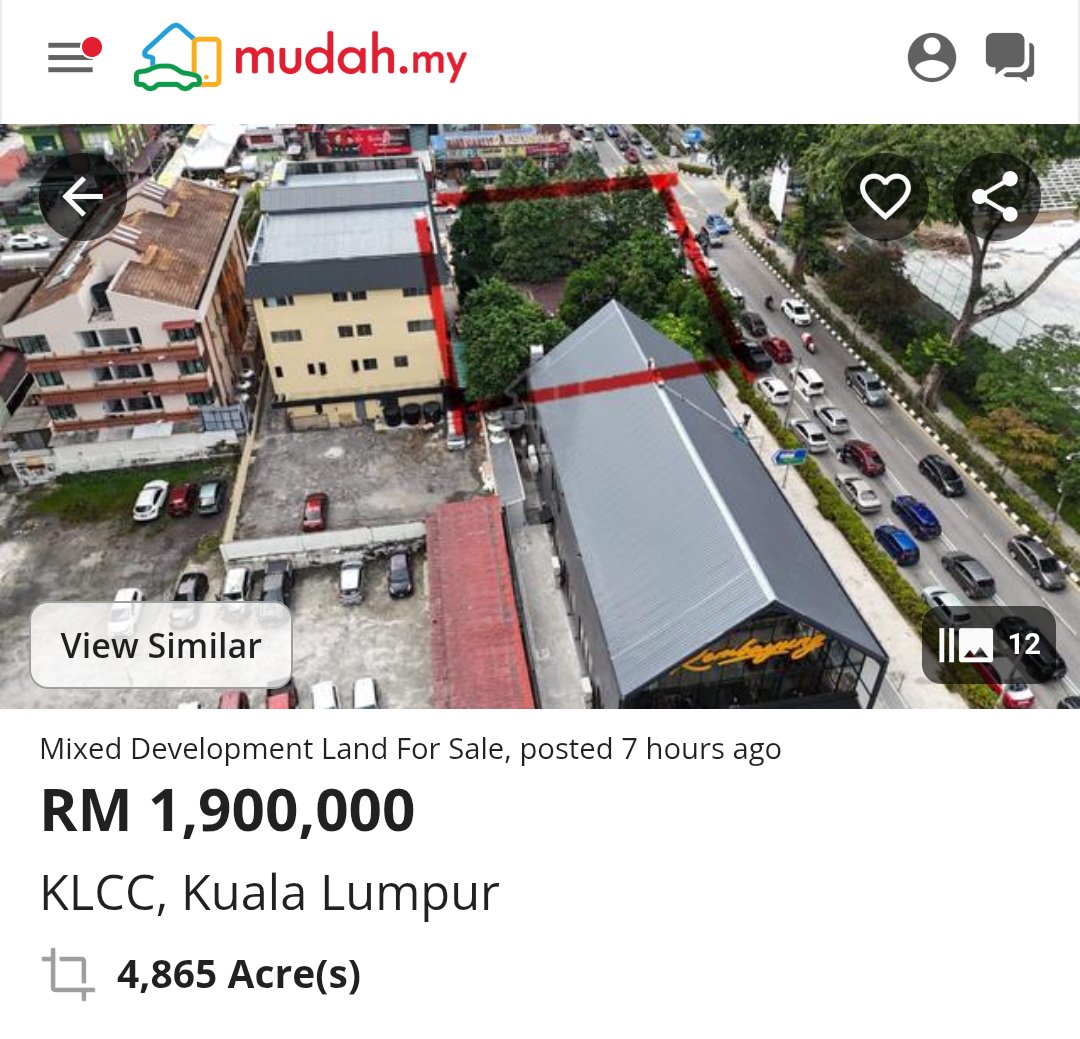 Owner tanah dengar ja Rembayung nak buka, terus naik iklan nak jual tanah dia.

Cun-cun belakang Rembayung.

Owner baru takyah naik binaan pun takpa, buat ja parking lot utk orang mai makan.

Status : Freehold Malay Reserved
Asking Price : RM1,900,000