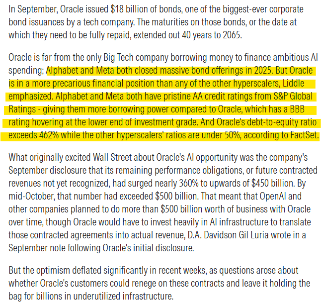 qcapital2020's tweet image. With $ORCL the problem isn’t the bold targets it’s keeping their IG badge while having a 462% debt-to-equity ratio. That’s a tightrope. But if they hold that rating through the next 12–24 months? The equity setup is stupidly good from here
