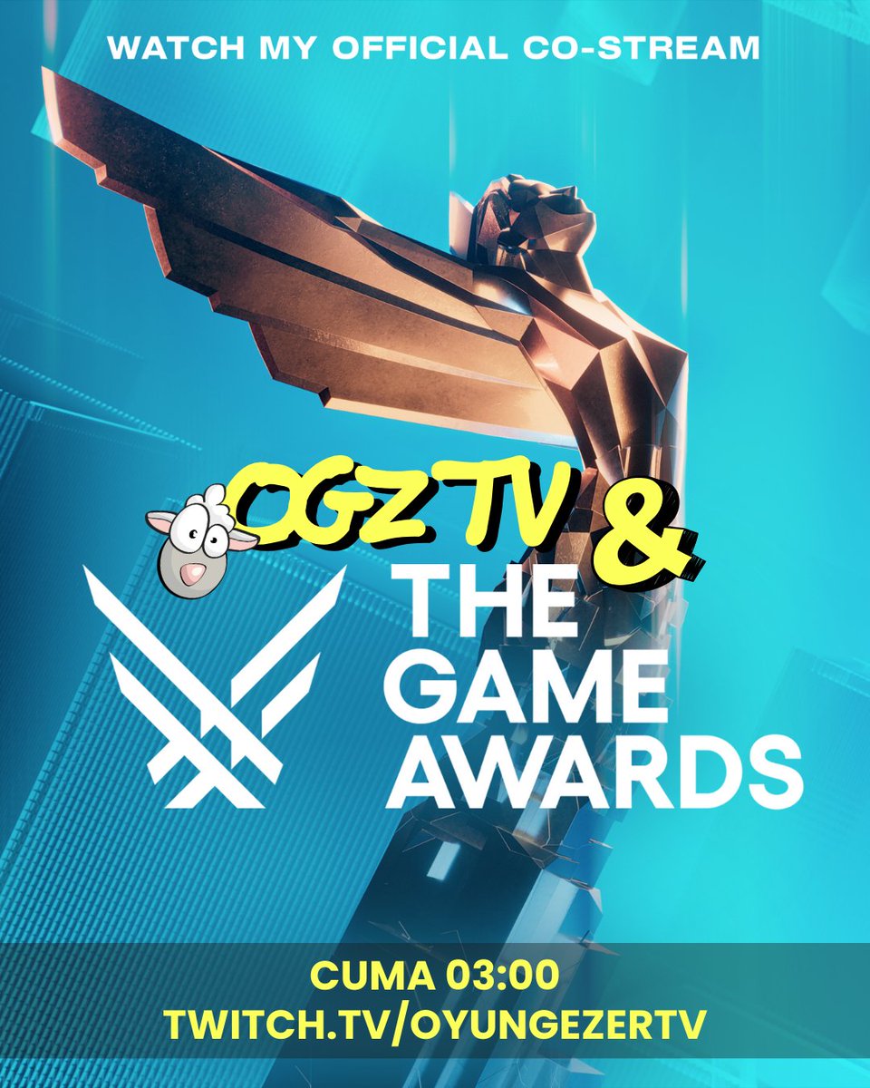 oyungezer's tweet image. Bu akşam yayındayız! 📺✨

Gece 03:00'da ekran başında olmayı planlayanlar yalnız değildir! Jürisinde olduğumuz The Game Awards'ı birlikte izleyeceğiz. 👀

twitch.tv/oyungezertv