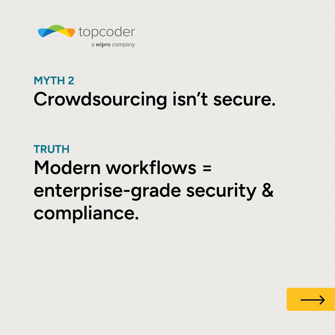 Topcoder's tweet image. 3 Crowdsourcing Myths (And What People Get Wrong)

Crowdsourcing gets a bad reputation - people think it’s risky, small, or replaceable by AI.

But the truth? It’s one of the fastest ways to spark innovation and tap into global talent.

Don’t let myths hold you back!

#Topcoder