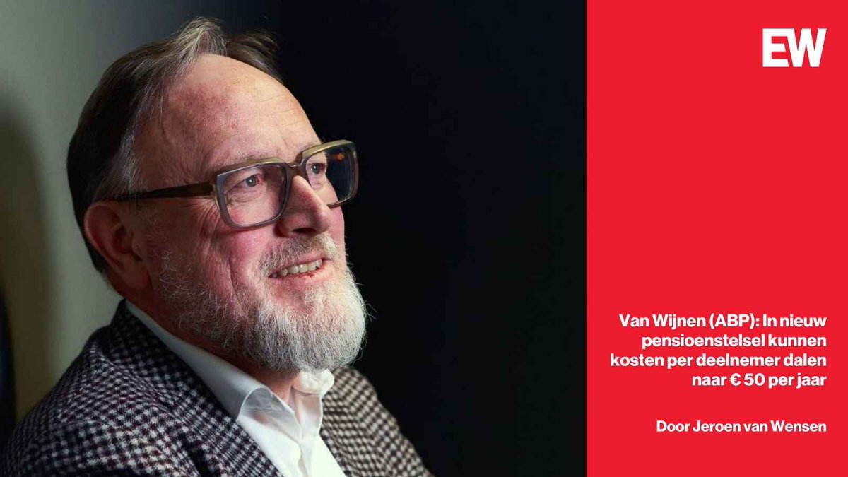 Bestuursvoorzitter Harmen van Wijnen van pensioenfonds ABP hoopt dat de pensioenhervorming tot forse kostendalingen leidt.

ewmagazine.nl/economie/achte…