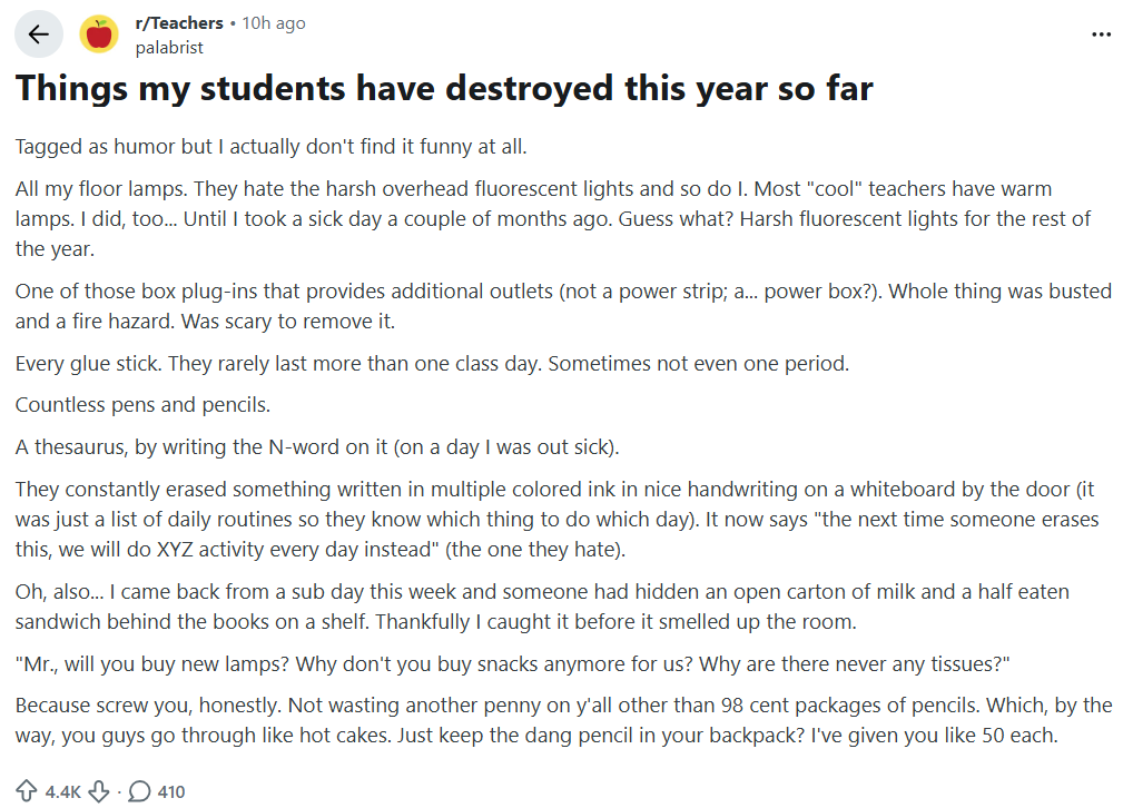 Students destroy everything in a teacher's room