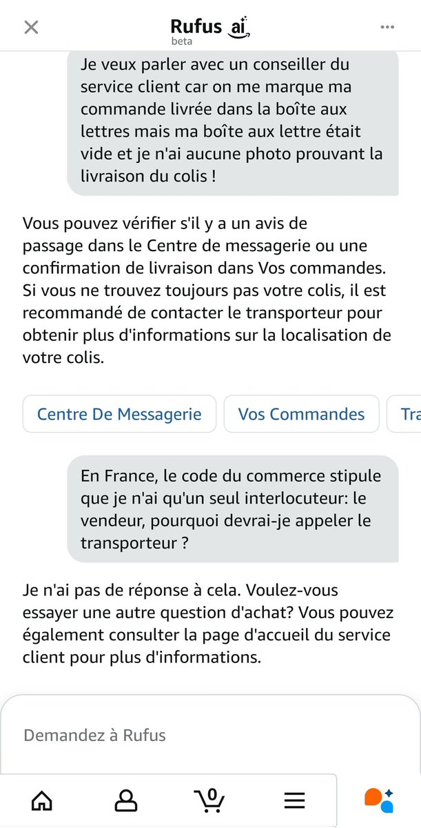 moaaof66's tweet photo. @AmazonHelp impossible de contacter quelqu'un du service client et Rufus est plus con que ma poule... Comment je fais ? https://t.co/hUbXwqgAfi