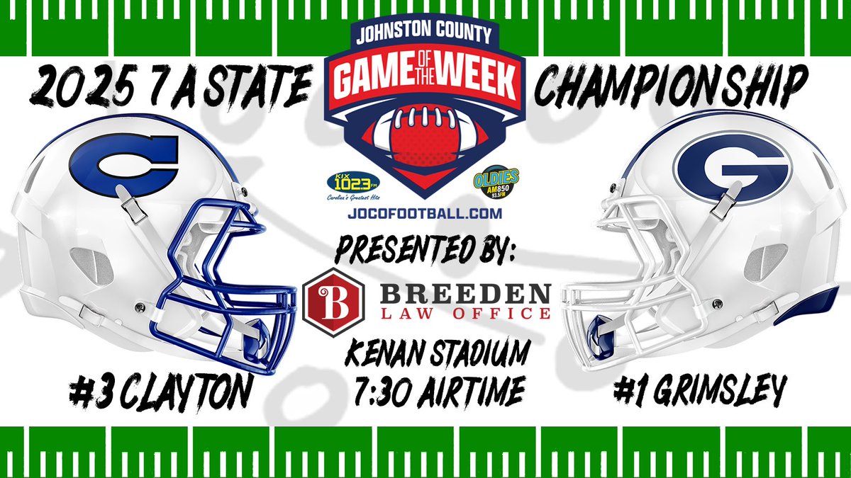 TriangleFBWPTF's tweet photo. The 7A State Championship is 1 day away… 

Check out this preview for the matchup between @ClaytonCometsFB and @WhirlieFootball 

It’s going down tomorrow night in Chapel Hill!!!!

https://t.co/oYAkeQvDBl https://t.co/tbSk7sefMV