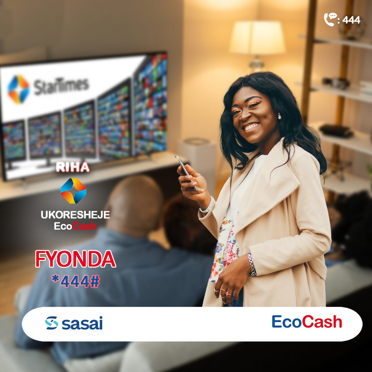 ✨📺 Restez connectés sur StarTimes avec EcoCash !

Plus besoin de vous inquiéter, rechargez vos bouquets à tout moment, où que vous soyez, avec EcoCash.

👉 Composez *444#, sélectionnez Paiements, choisissez StarTimes et profitez du bonheur! 🌟

#EcoCash
#StarTimes