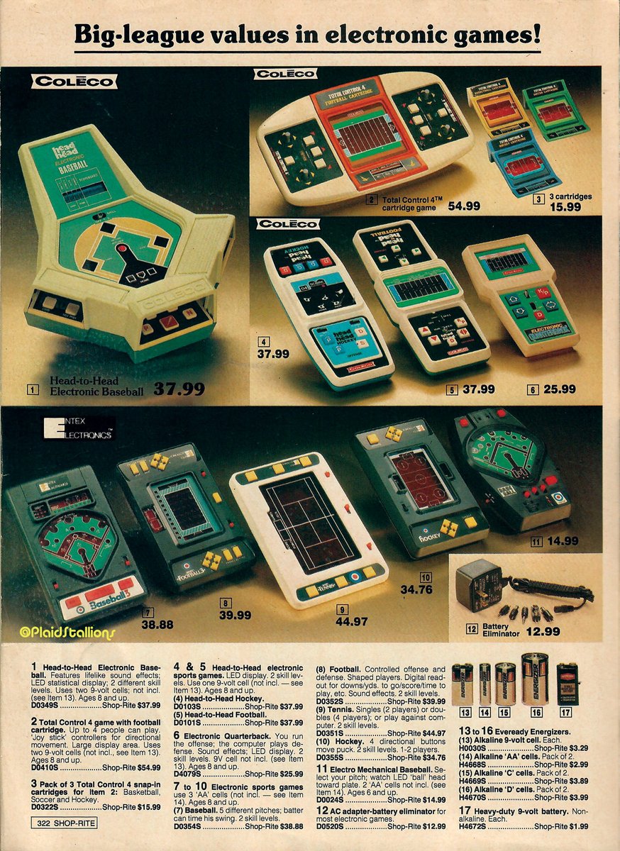 Plaidstallions's tweet image. Wishbook: Shoprite 1981
The Handheld game market would implode around this time, as it was oversaturated with offerings. It was a great time to be ten, however...
#WishBook #coleco #plaidstallions