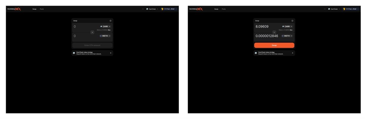 It is full steam ahead on the progress for Roundabout DEX on CarrChain!  

We believe that this is a core pillar that enables key DeFi functions and value for the entire ecosystem.

Catch up on the latest developments and features discussed in the past few @Carnomaly X Spaces!