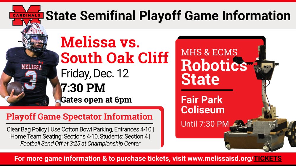 Melissa ISD State Semifinals Game &amp; Robotics State Information  melissaisd.org/o/mhs/article/…